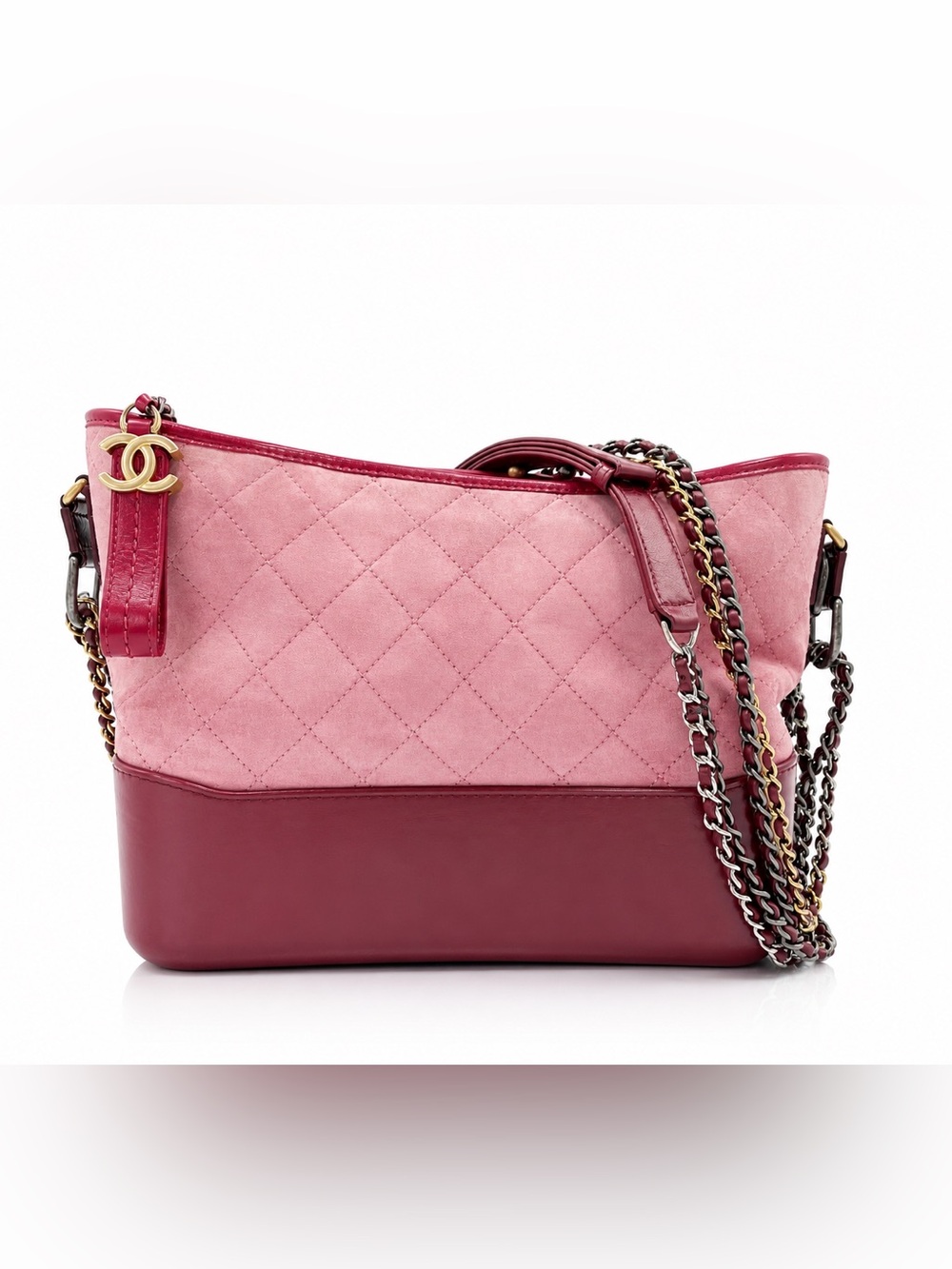 CHANEL Two-Tone Pink Quilted Shoulder Bag